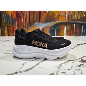 Hoka W Bondi 9 White Black Rose Gold Size 6B Women's 1162012 BRGL Running